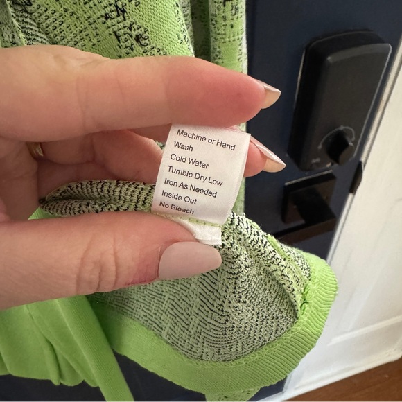 Ming Wang Lime Green Black Textured Twin Knit Blazer Sweater Tank Set Medium - Picture 7 of 10